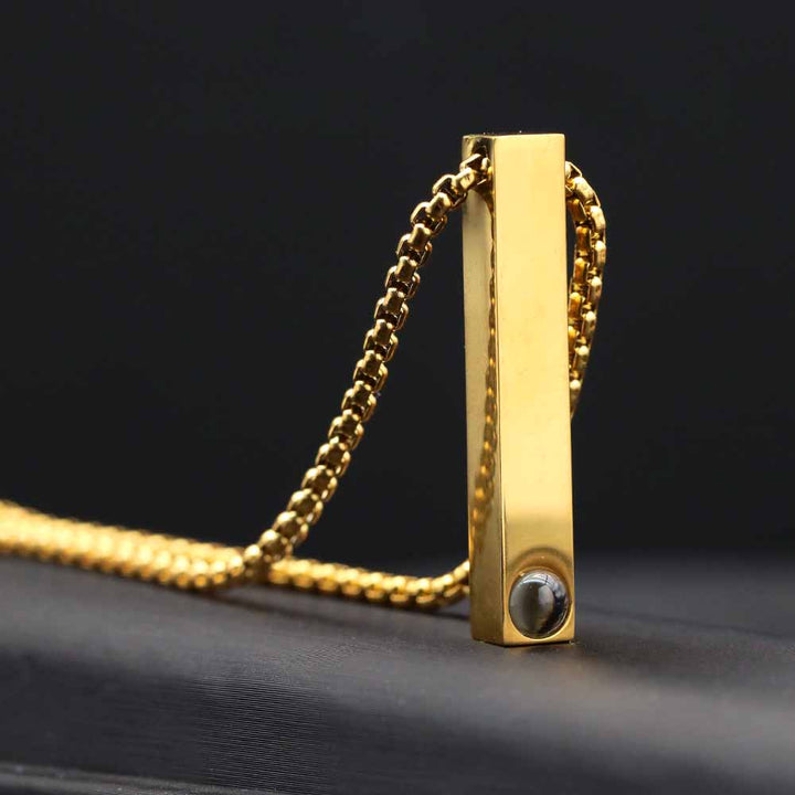 Personalisierte Säulen Kette mit Bild Gravur im Stein | Säulenkette mit Foto Projektion für Männer Damen - Remisia