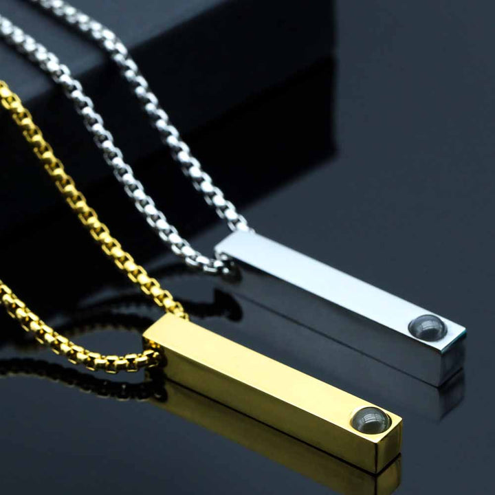 Personalisierte Säulen Kette mit Bild Gravur im Stein | Säulenkette mit Foto Projektion für Männer Damen - Remisia
