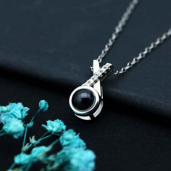 X Projektion Kette mit verstecktem Bild im Stein Silber | Personalisierte Damen Kette Anhänger mit Foto Gravur - Remisia