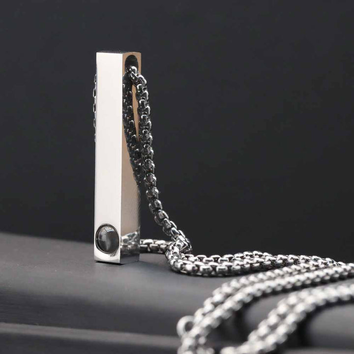 Personalisierte Säulen Kette mit Bild Gravur im Stein | Säulenkette mit Foto Projektion für Männer Damen - Remisia