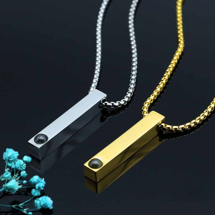 Personalisierte Säulen Kette mit Bild Gravur im Stein | Säulenkette mit Foto Projektion für Männer Damen - Remisia