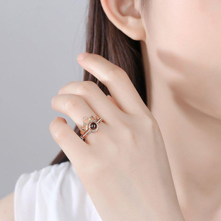 Personalisierte Foto Projektion Ring - Herz Krone - Remigifts
