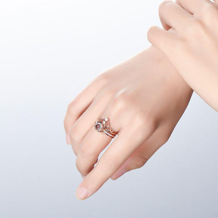 Personalisierte Foto Projektion Ring - Zwei Teile Krone - Remigifts