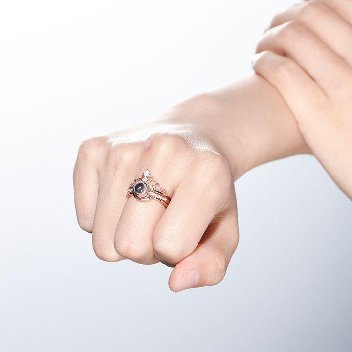 Personalisierte Foto Projektion Ring - Zwei Teile Krone - Remigifts