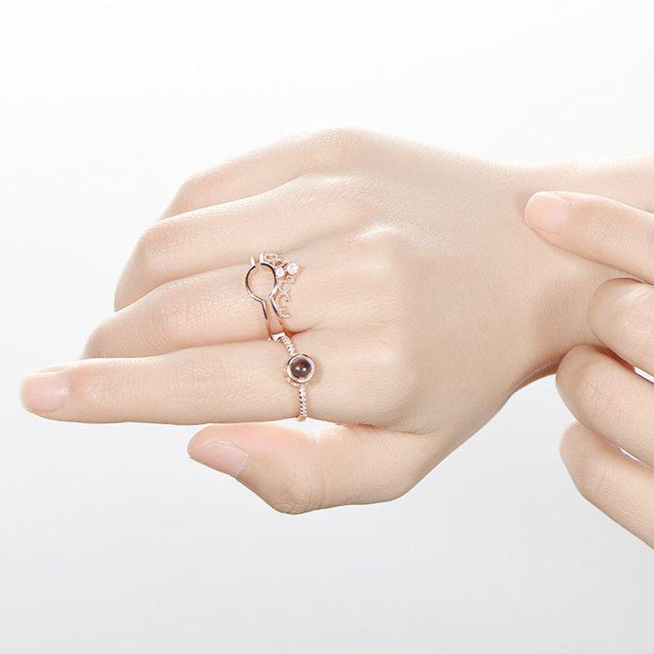Personalisierte Foto Projektion Ring - Zwei Teile Krone - Remigifts