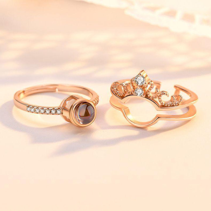 Personalisierte Foto Projektion Ring - Zwei Teile Krone - Remigifts