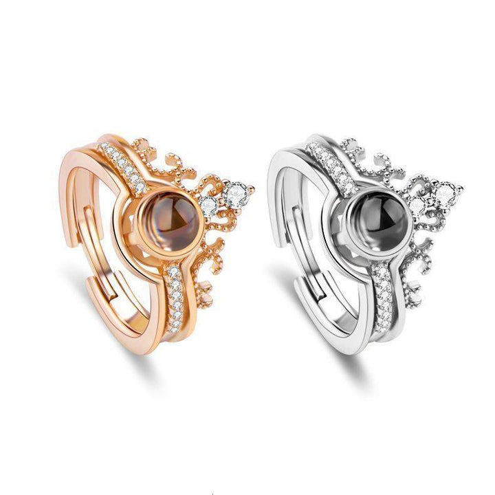 Personalisierte Foto Projektion Ring - Zwei Teile Krone - Remigifts