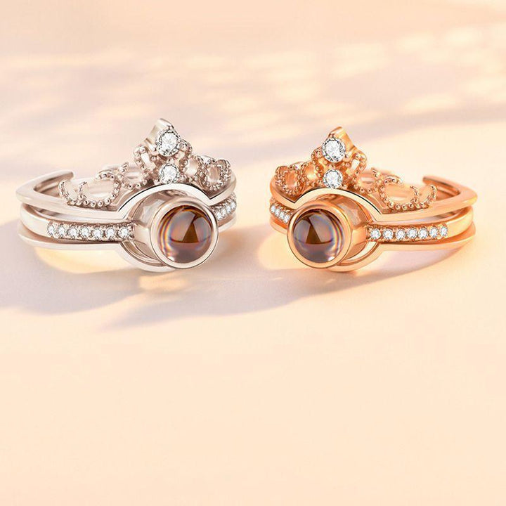 Personalisierte Foto Projektion Ring - Zwei Teile Krone - Remigifts