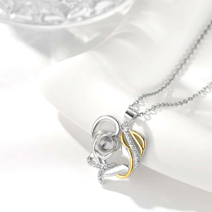Personalisierte Fotogeschenk Kette mit Foto Gravur für Mütter | Herz Kette mit verstecktem Bild Bild im Stein 925 Silber