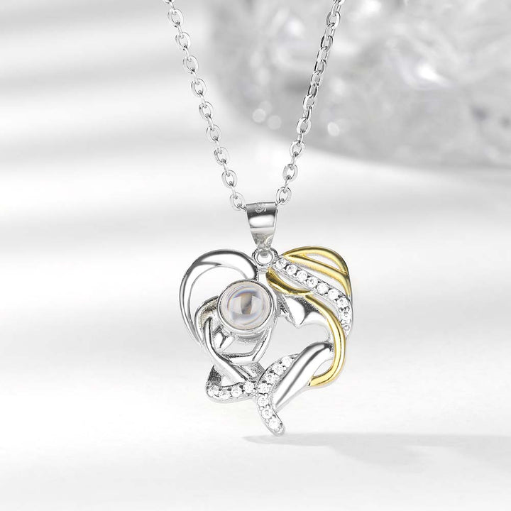 Personalisierte Fotogeschenk Kette mit Foto Gravur für Mütter | Herz Kette mit verstecktem Bild Bild im Stein 925 Silber