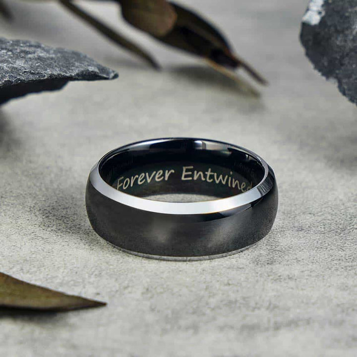 Wolfram Ehering Schwarz mit Gravur 6mm/8mm - Remisia