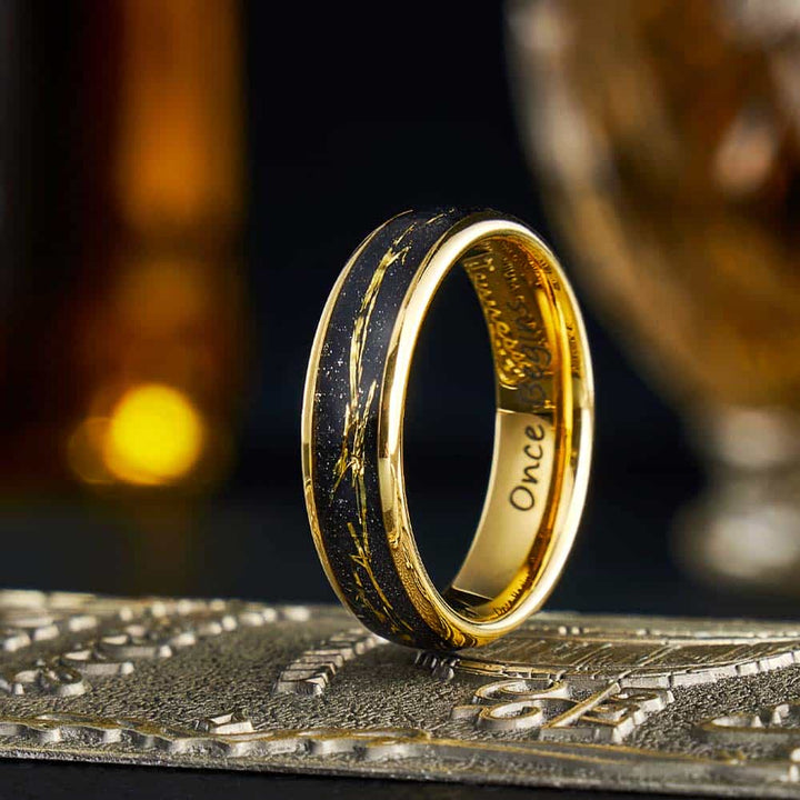 Wolfram Carbide Ring Gold mit Gravur 6mm/8mm - Remisia