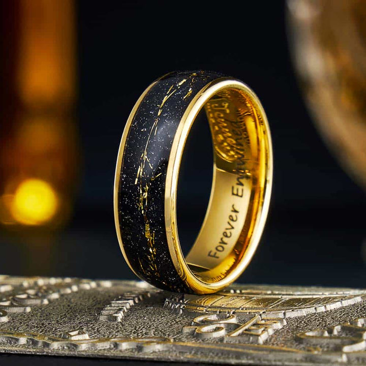 Wolfram Carbide Ring Gold mit Gravur 6mm/8mm - Remisia