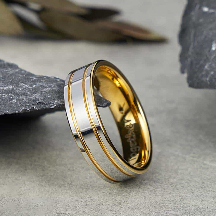 Wolfram Eheringe Paar mit Gravur Innen 4mm/6mm - Remisia