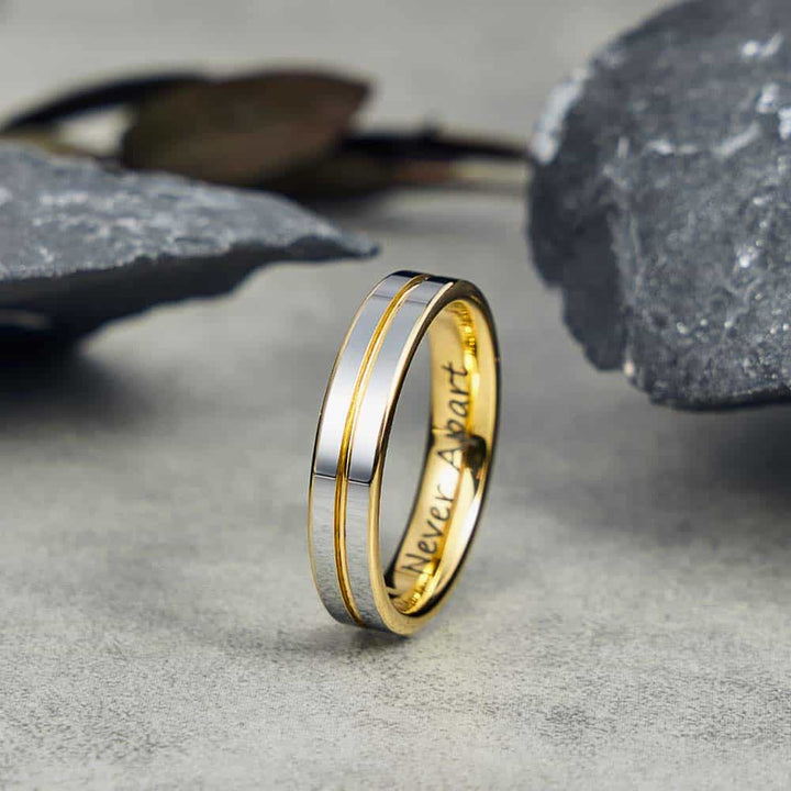 Wolfram Eheringe Paar mit Gravur Innen 4mm/6mm - Remisia