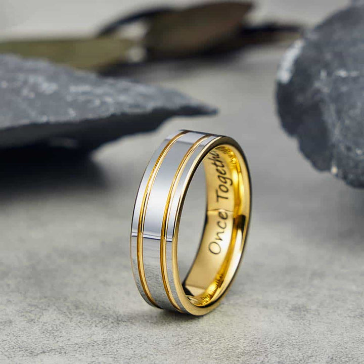 Wolfram Eheringe Paar mit Gravur Innen 4mm/6mm - Remisia