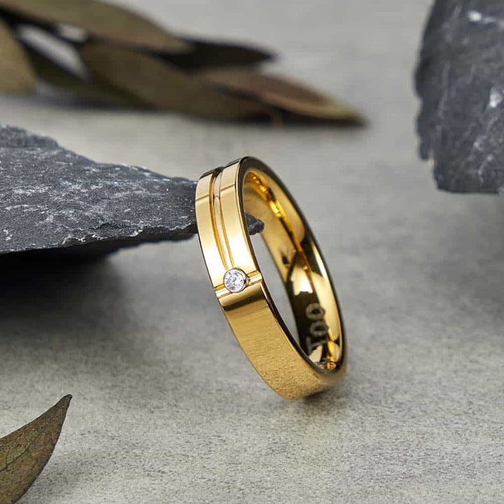 Personalisierte Wolfram Eheringe Gold mit Gravur 4mm/6mm - Remisia