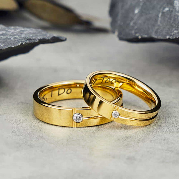 Personalisierte Wolfram Eheringe Gold mit Gravur 4mm/6mm - Remisia