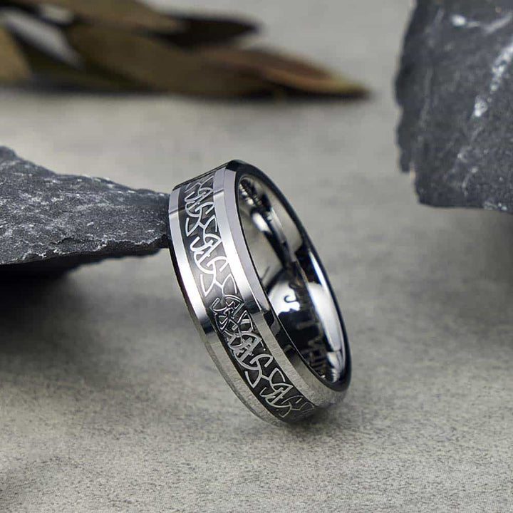 Keltischer Knoten Wolfram Ring mit Gravur 6mm/8mm - Remisia