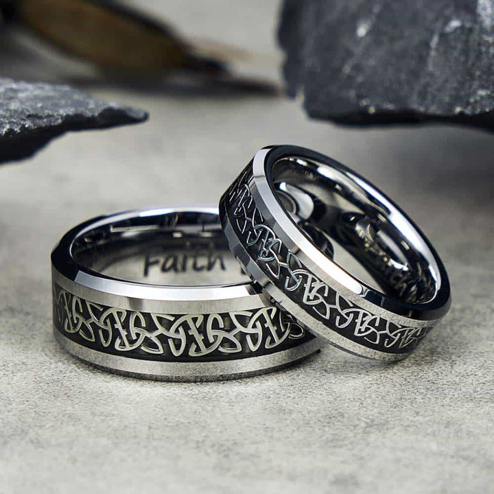 Keltischer Knoten Wolfram Ring mit Gravur 6mm/8mm - Remisia