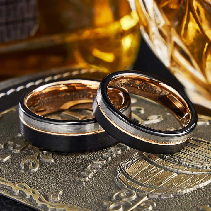 Mehrfarbig Wolfram Eheringe mit Gravur 6mm/8mm - Remisia