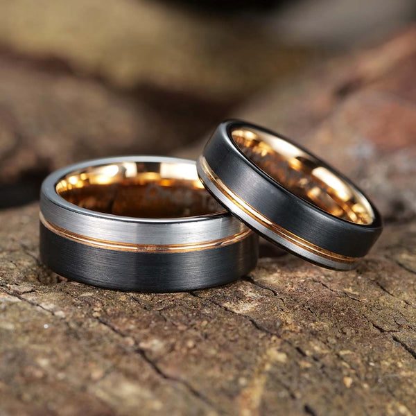 Dreifarbiger Gebürsteter Wolfram Ring - Ehre