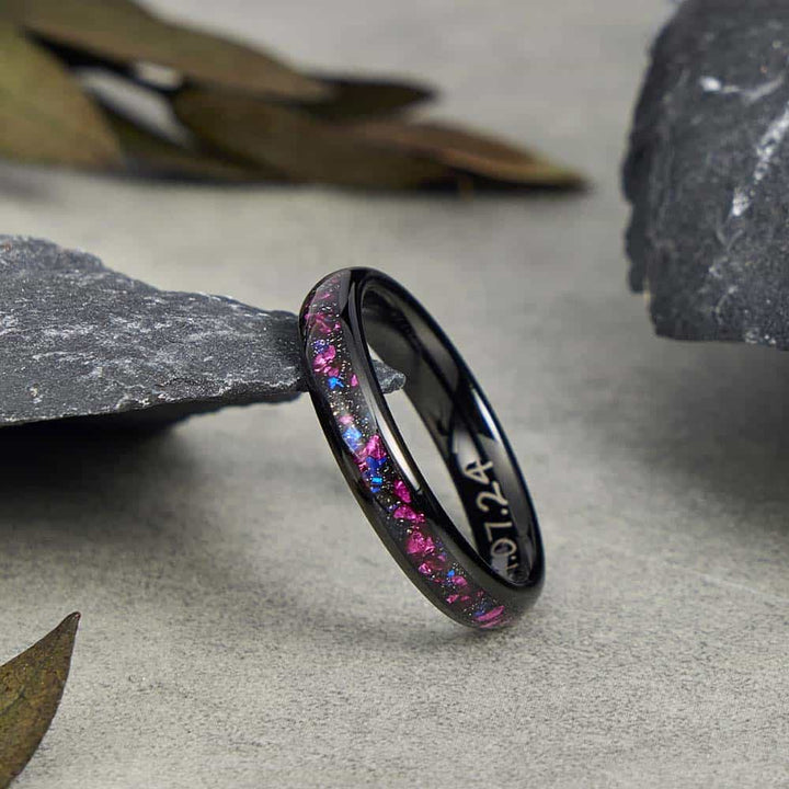 Personalisierte Lila Wolfram Ring Schwarz mit Gravur 4mm/6mm - Remisia