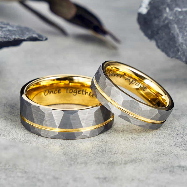 Gehämmerter Wolfram Carbide Ring Gold - Korona