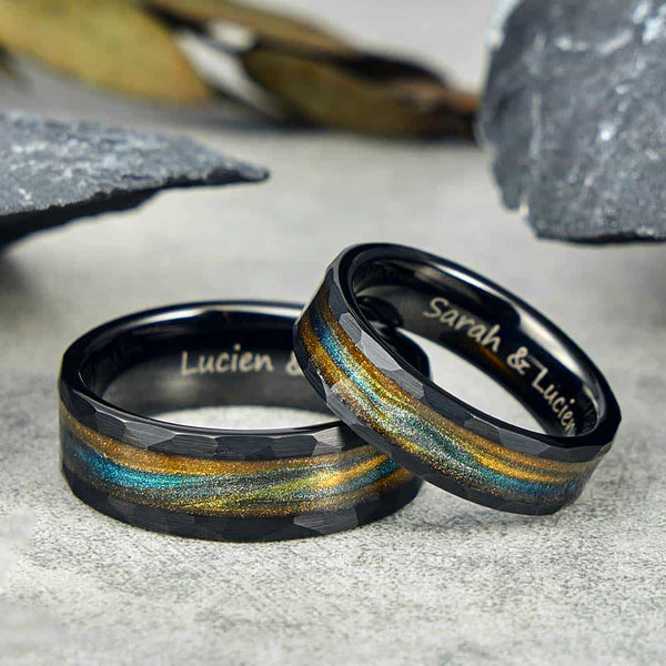 Facetten Treibsand Wolfram Ring Schwarz - Sternenfluss