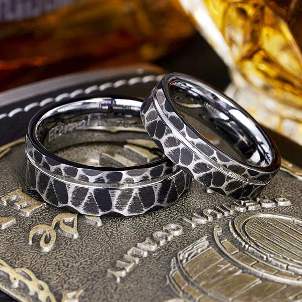 Gehämmerter Wolfram Carbide Ring Schwarz - Leere