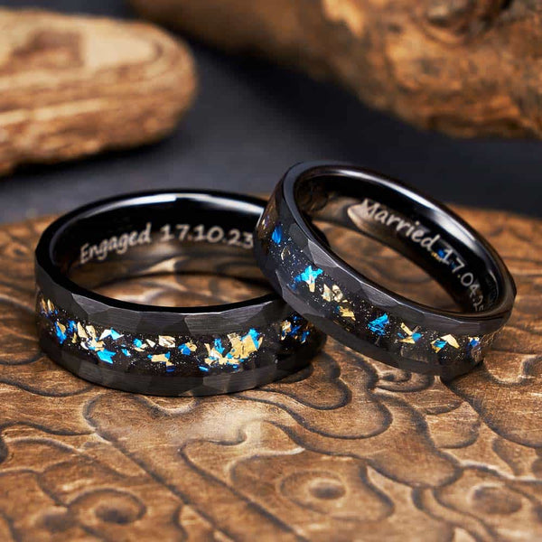 Facetten Wolfram Ring Schwarz Blau - Geist Glanz