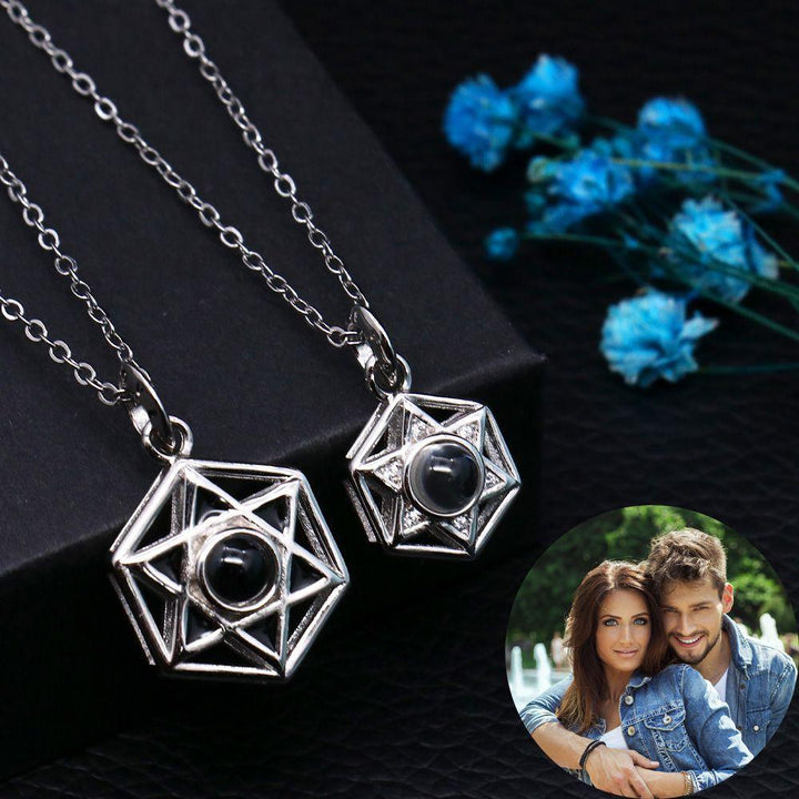 Personalisierte Foto Projektion Hexagramm Paar Kette - Remigifts