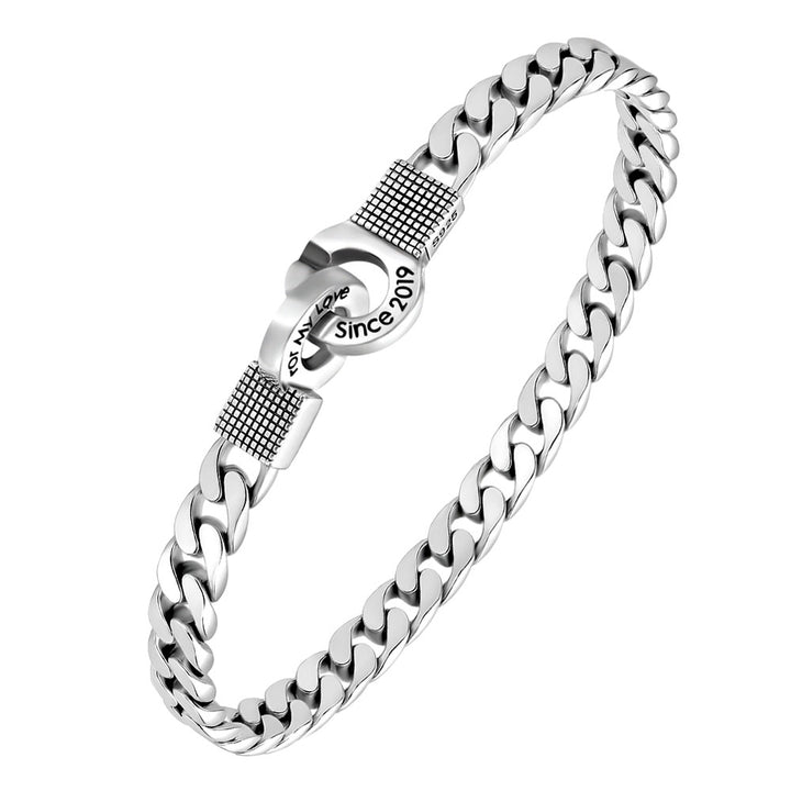 6mm Handschellen Armband Damen mit Gravur Silber | Personalisierte Geschenke Schmuck Armband Silber mit Gravur für Damen