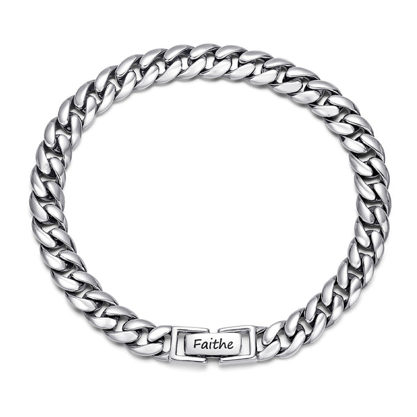 925 Silber Panzer Kette Armband mit Gravur