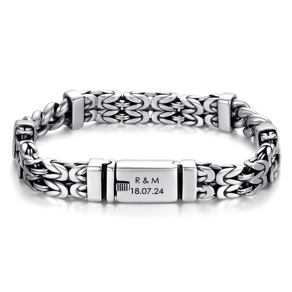 11mm Silber Doppel Königskette Armband mit Gravur