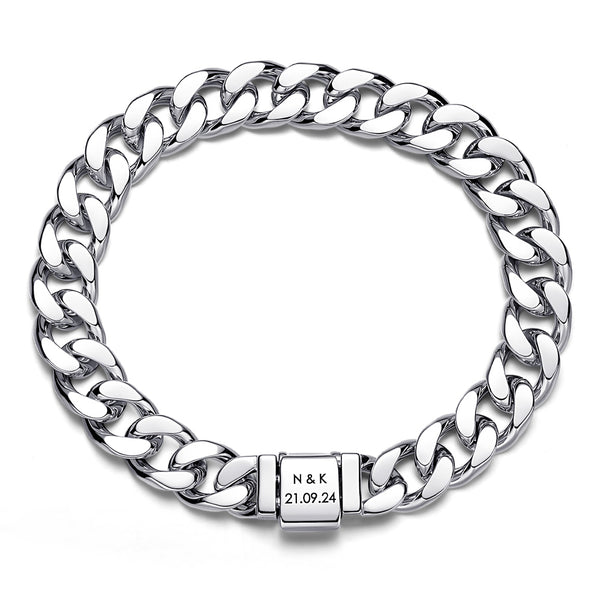 925 Silber Panzer Armband Herren mit Gravur