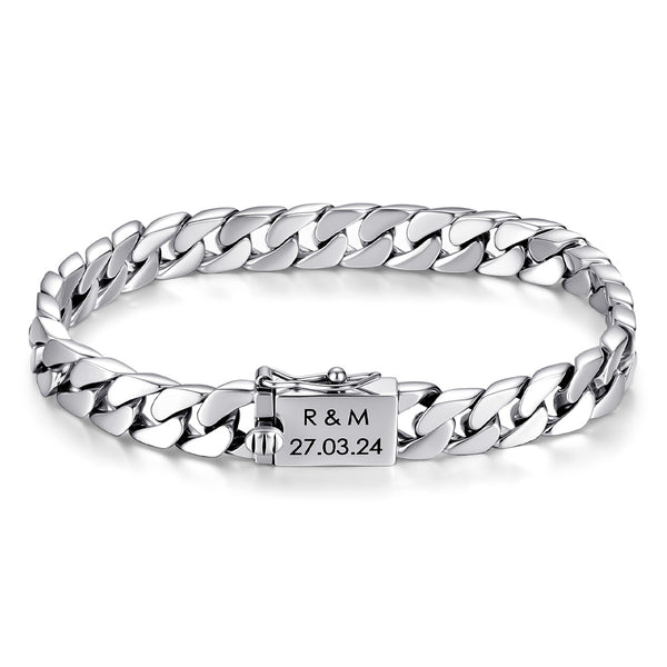 Panzer Armband mit Gravur für Männer aus Silber 925