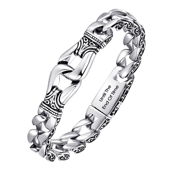 Silber Totem Panzerkette Armband mit Gravur für Männer