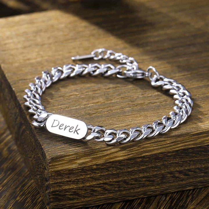 6mm 925 Silber Panzer Armband mit Namen Gravur für Herren Damen | Personalisierte Geschenke Armband für Männer - Remisia
