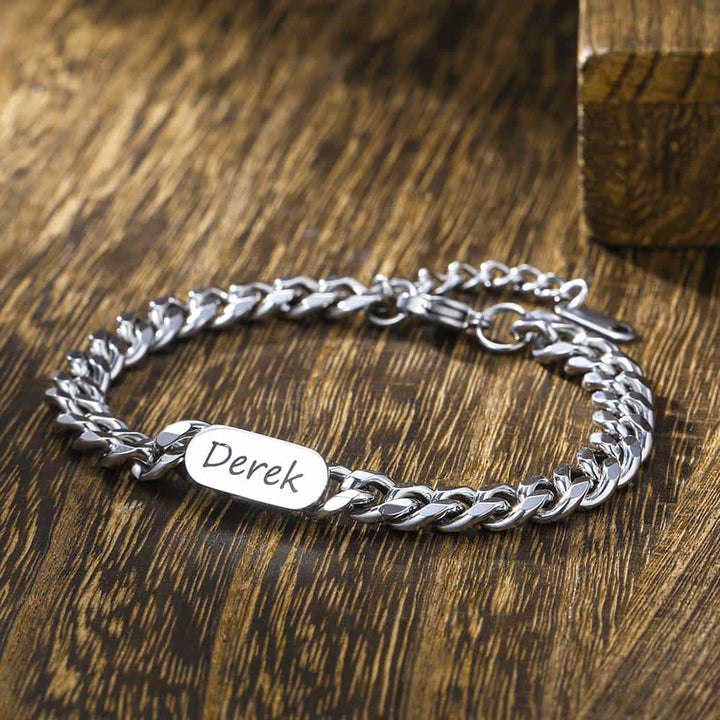 6mm 925 Silber Panzer Armband mit Namen Gravur für Herren Damen | Personalisierte Geschenke Armband für Männer - Remisia