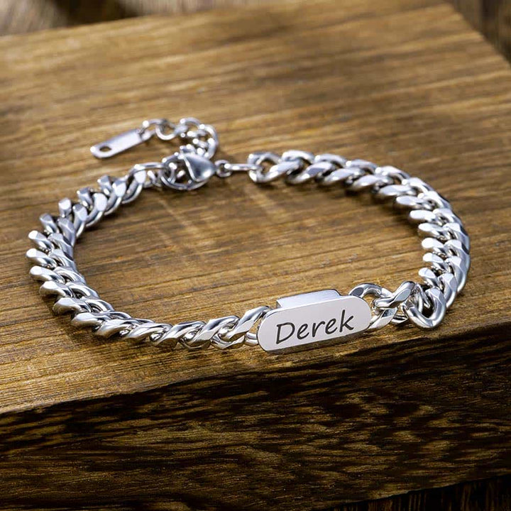 6mm 925 Silber Panzer Armband mit Namen Gravur für Herren Damen | Personalisierte Geschenke Armband für Männer - Remisia