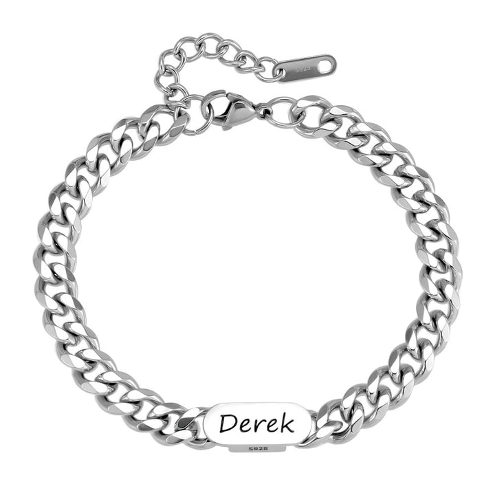 6mm 925 Silber Panzer Armband mit Namen Gravur für Herren Damen | Personalisierte Geschenke Armband für Männer - Remisia