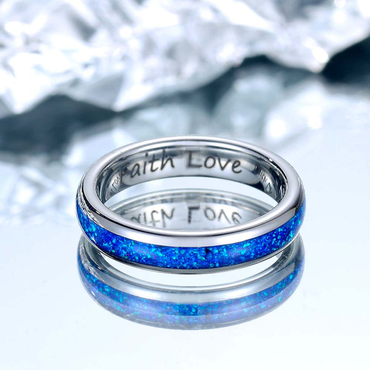 Personalisierte Blau Wolfram Ring Silber mit Gravur 4mm - Remisia