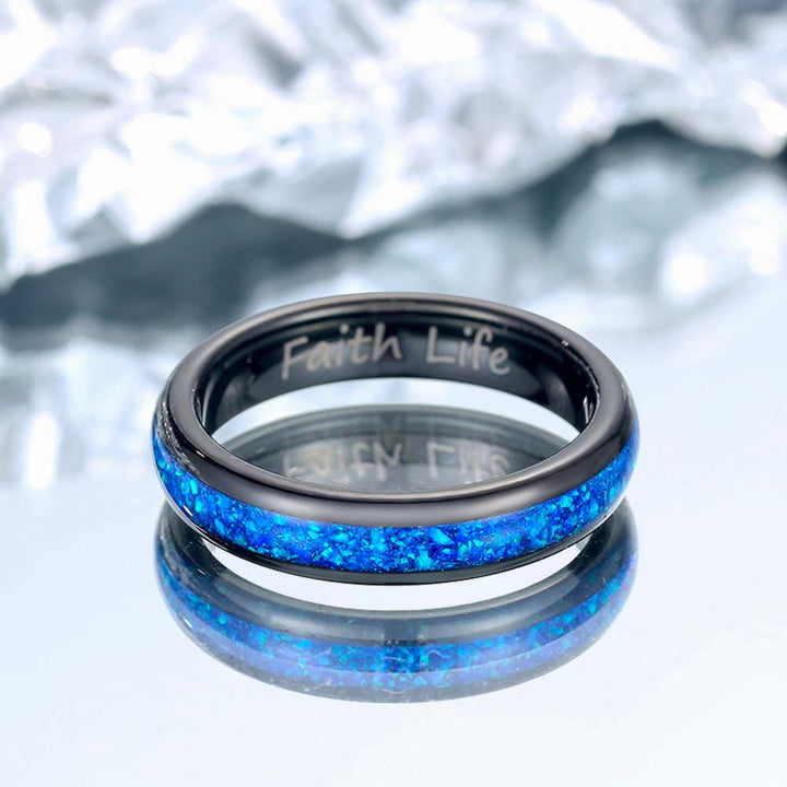 Personalisierte Blau Wolfram Ring Schwarz mit Gravur 4mm - Remisia