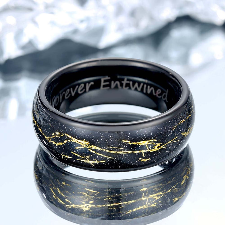 Wolfram Ehering Schwarz mit Gravur 8mm - Remisia