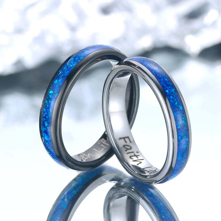 Personalisierte Blau Wolfram Ring mit Gravur 4mm - Remisia