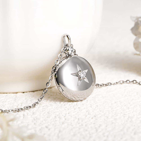 【Wasserdicht】Personalisierte Foto Medaillon Kette mit Bild - Stern