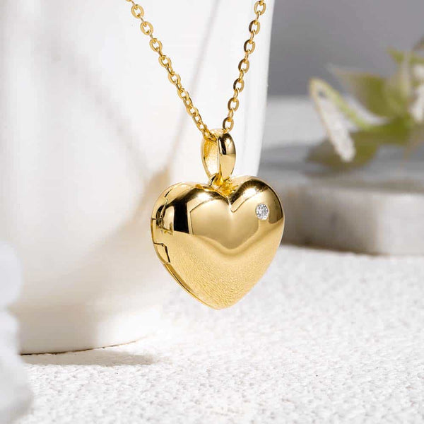 【Wasserdicht】Personalisierte Foto Medaillon Herz Kette mit Bild