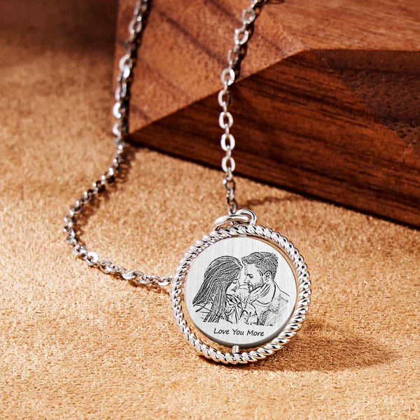 Drehbarer Foto Kette mit Fingerabdruck Gravur