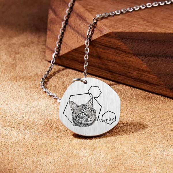 Personalisierte Kette mit Haustier Bild Gravur